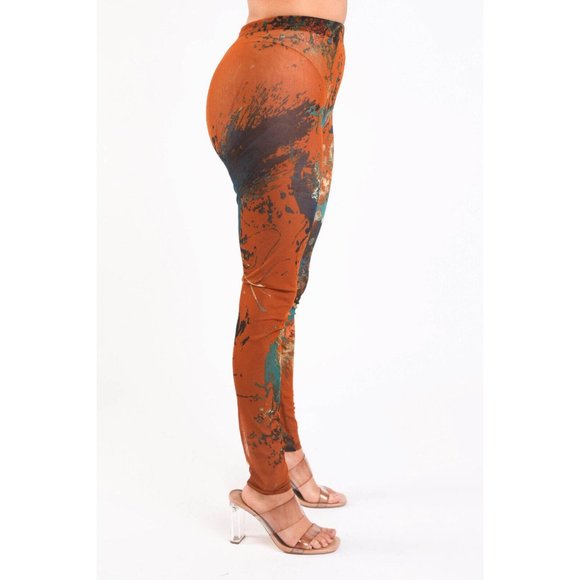 Women's Casual Printed Skinny Gym,Sports,Yoga Sexy Leggings Pants Rust-Combo - Picture 2 of 8